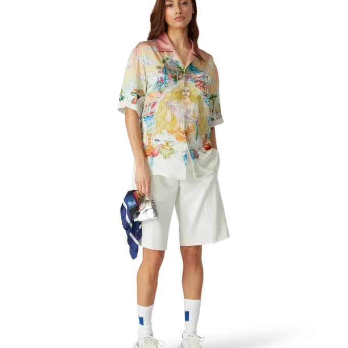 Cămășă din mătase cu mâneci scurte „The Road to Knowledge”