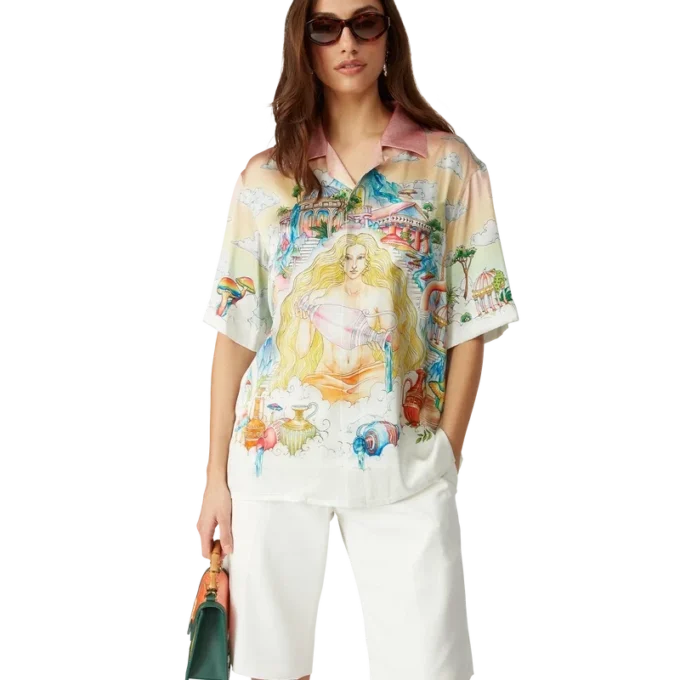 Cămășă din mătase cu mâneci scurte „The Road to Knowledge”