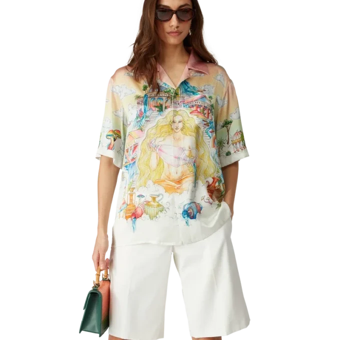 Cămășă din mătase cu mâneci scurte „The Road to Knowledge”