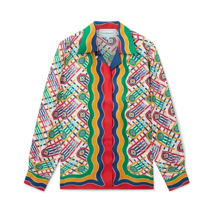 Cămășă din mătase cu monogramă Tennis