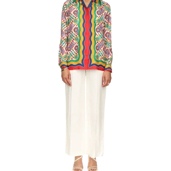 Cămășă din mătase cu monogramă Tennis