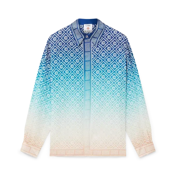 Cămășă din mătase jacquard cu efect de degrade