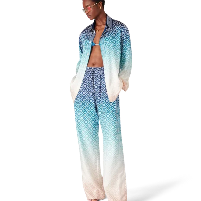 Cămășă din mătase jacquard cu efect de degrade