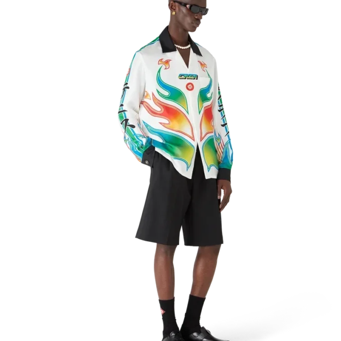 Cămășă din mătase twill cu mâneci lungi Flame Laurel