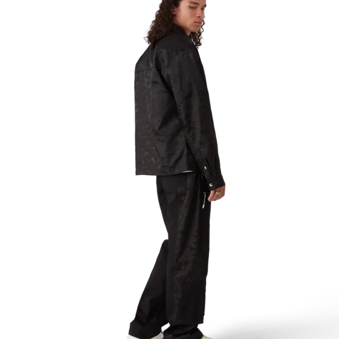 Cămășă din nailon cu pantaloni scurți, imprimeu camuflaj și fermoar