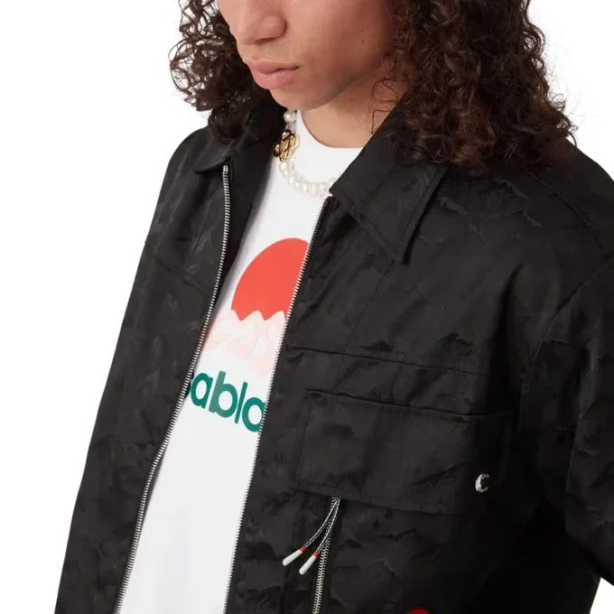 Cămășă din nailon cu pantaloni scurți, imprimeu camuflaj și fermoar