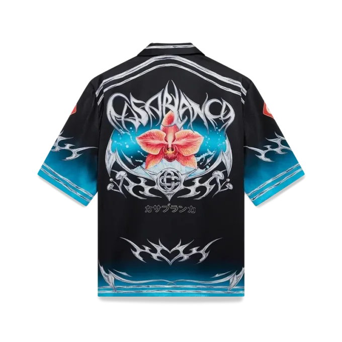 Cămășă din satin de mătase cu mâneci scurte Blades