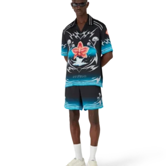 Cămășă din satin de mătase cu mâneci scurte Blades