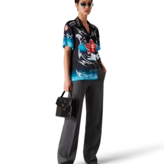 Cămășă din satin de mătase cu mâneci scurte Blades