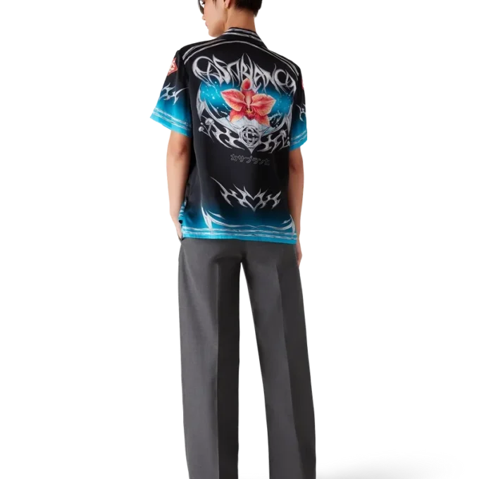 Cămășă din satin de mătase cu mâneci scurte Blades Cămășă din satin de mătase cu mâneci scurte Blades