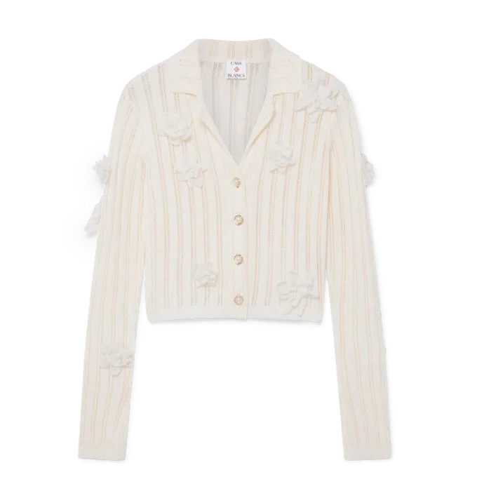 Cămășă din tricotaj cu dantelă florală Cămășă din tricotaj cu dantelă florală