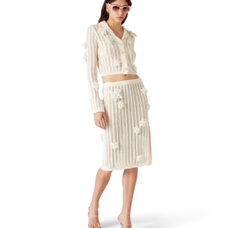 Cămășă din tricotaj cu dantelă florală