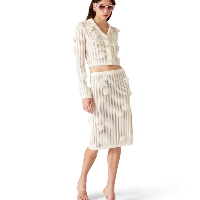 Cămășă din tricotaj cu dantelă florală Cămășă din tricotaj cu dantelă florală