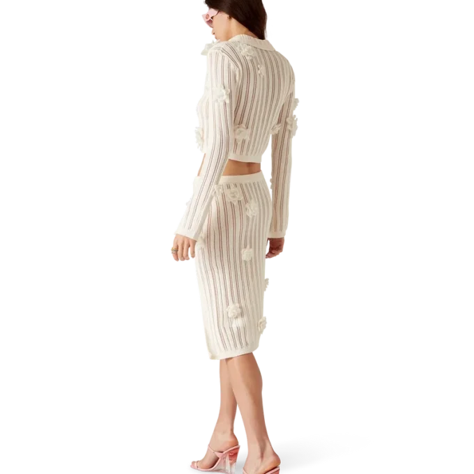 Cămășă din tricotaj cu dantelă florală Cămășă din tricotaj cu dantelă florală