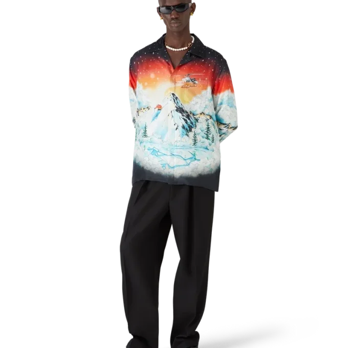 Cămășă din twill de mătase cu mâneci lungi Ski Lake