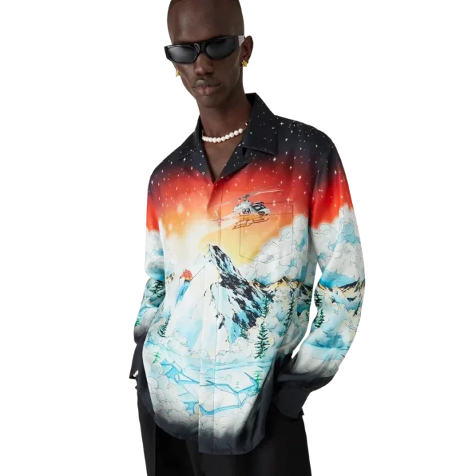 Cămășă din twill de mătase cu mâneci lungi Ski Lake