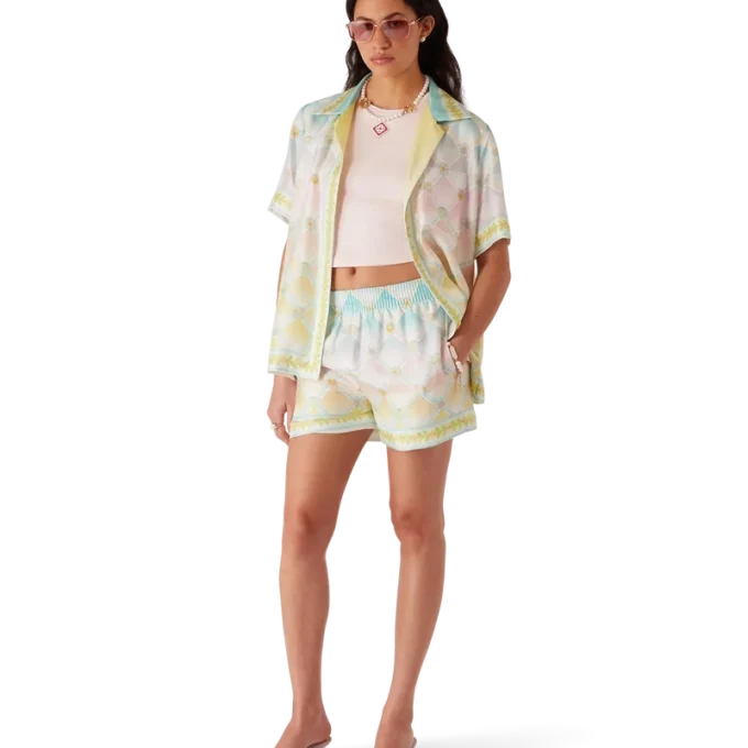 Cămășă din twill de mătase cu mâneci scurte Candy Icons