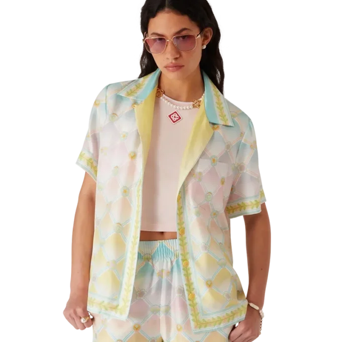 Cămășă din twill de mătase cu mâneci scurte Candy Icons