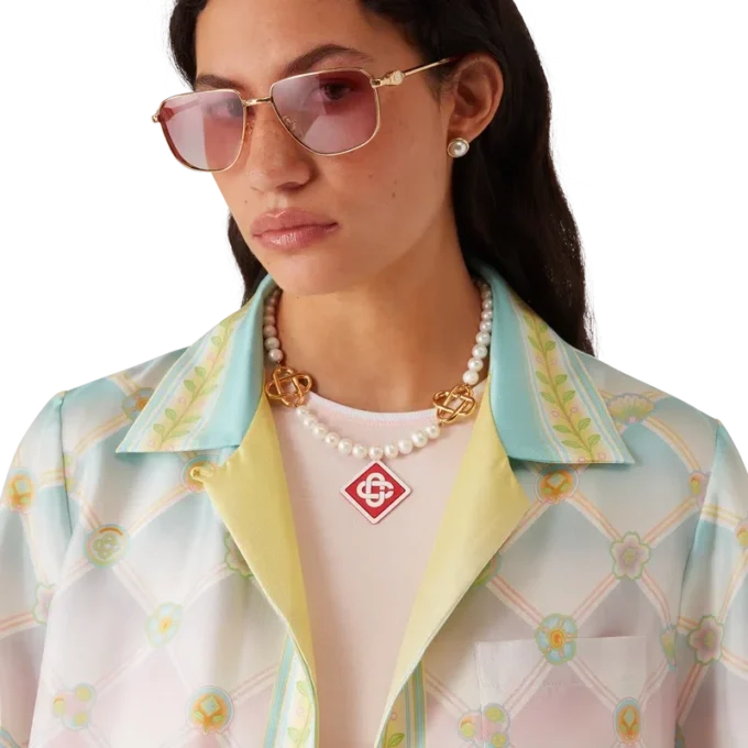 Cămășă din twill de mătase cu mâneci scurte Candy Icons