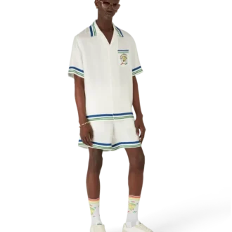 Cămășă din twill de mătase cu mâneci scurte Tennis Mascot