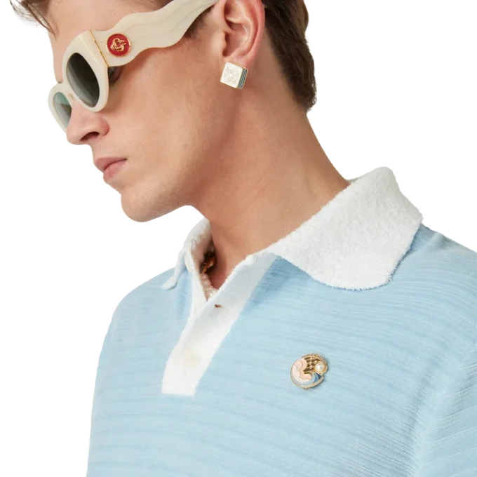 Cămășă polo cu dungi din velur Cămășă polo cu dungi din velur