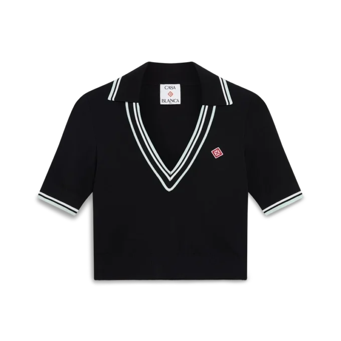 Cămășă polo cu guler în V din viscoză Cămășă polo cu guler în V din viscoză