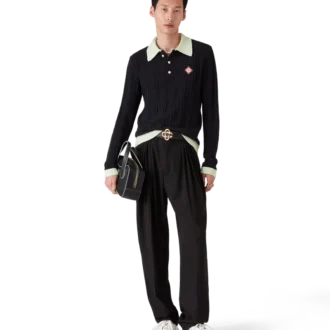 Cămășă polo cu mâneci lungi din țesătură bouclé