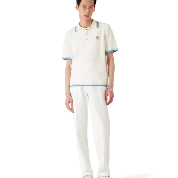 Cămășă polo din bumbac bouclé Cămășă polo din bumbac bouclé