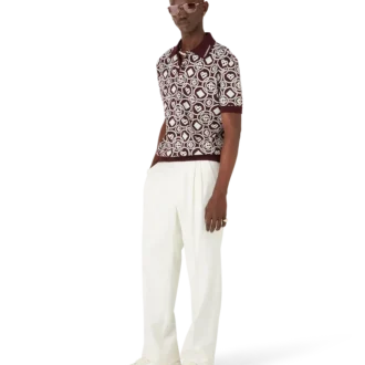 Cămășă polo din bumbac tricotat cu monogramă