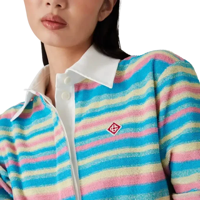 Cămășă polo din material frotir cu dungi