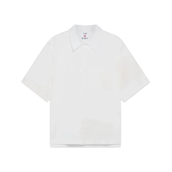 Cămașă albă cu mâneci scurte și monogramă Cămașă albă cu mâneci scurte și monogramă