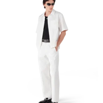 Cămașă albă cu mâneci scurte și monogramă