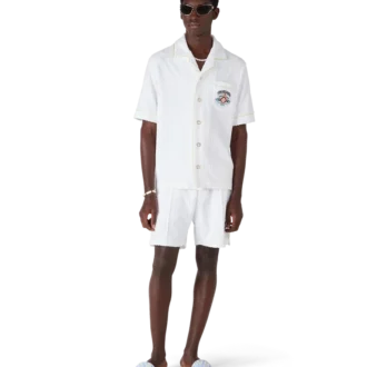 Cămașă clasică din material de prosop cu mâneci scurte, albă