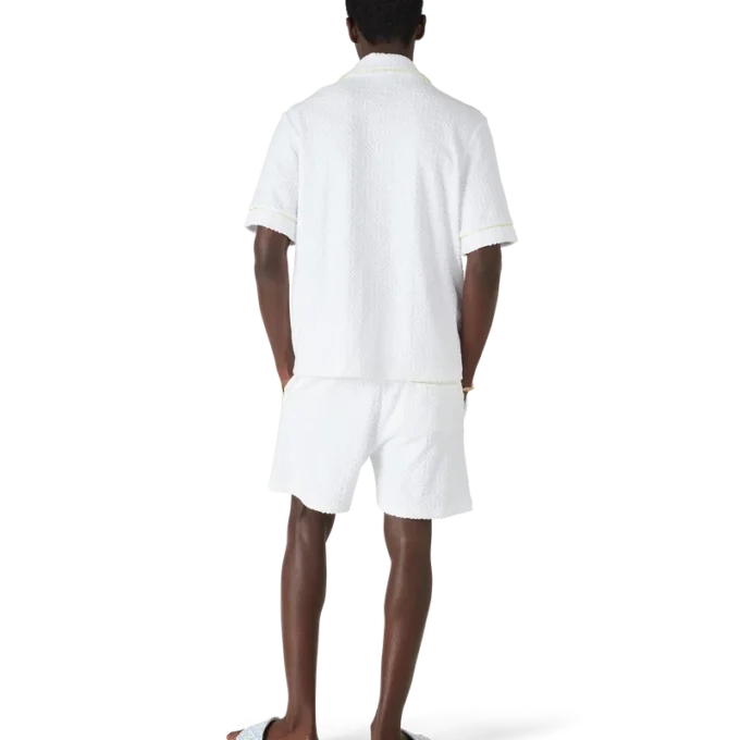 Cămașă clasică din material de prosop cu mâneci scurte, albă Cămașă clasică din material de prosop cu mâneci scurte, albă