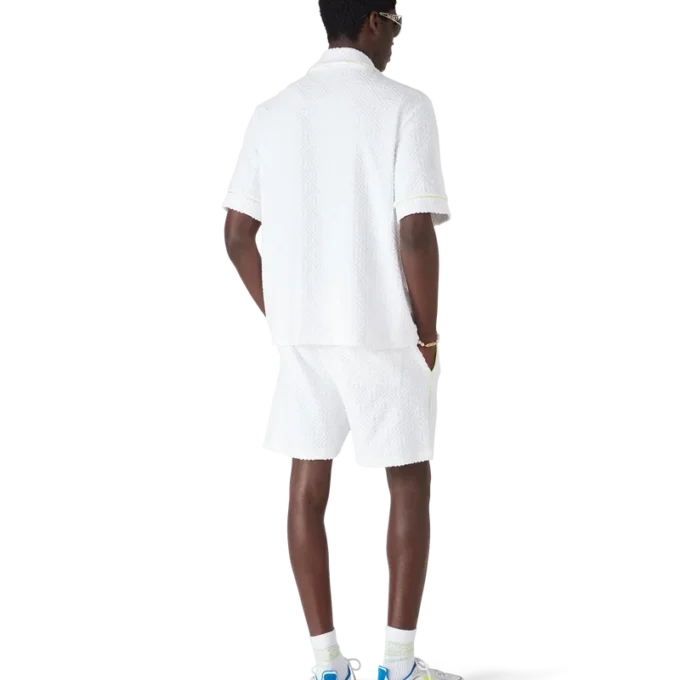 Cămașă clasică din material de prosop cu mâneci scurte, albă Cămașă clasică din material de prosop cu mâneci scurte, albă