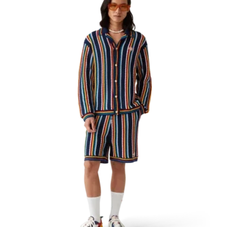 Cămașă cu dungi croșetată