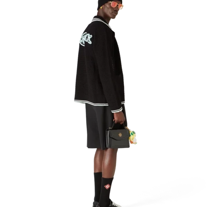 Cămașă cu mâneci lungi din bumbac croșetat brodat