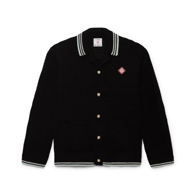 Cămașă cu mâneci lungi din bumbac croșetat brodat