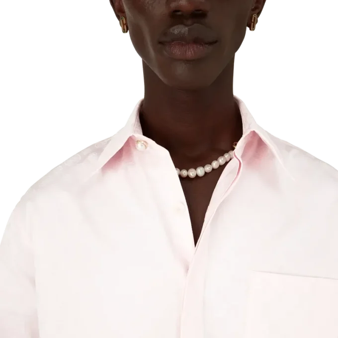 Cămașă cu mâneci lungi din bumbac cu monogramă Cămașă cu mâneci lungi din bumbac cu monogramă