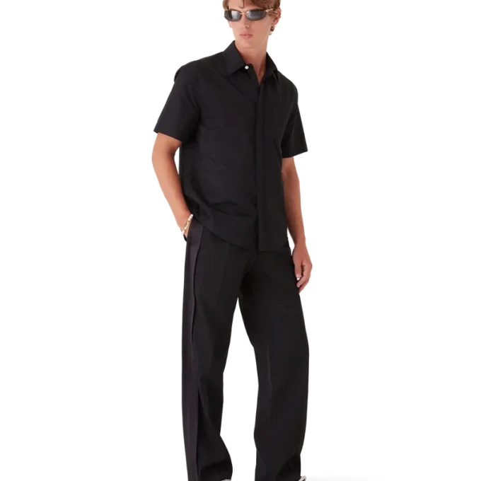 Cămașă cu mâneci scurte din bumbac cu monogramă