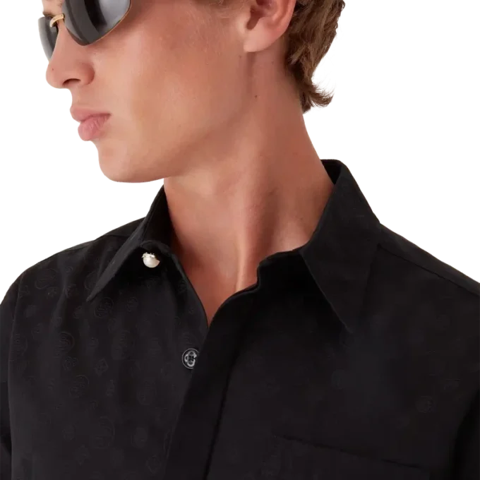 Cămașă cu mâneci scurte din bumbac cu monogramă