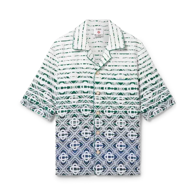 Cămașă cu mâneci scurte din material de prosop cu gradient Monogram Cămașă cu mâneci scurte din material de prosop cu gradient Monogram