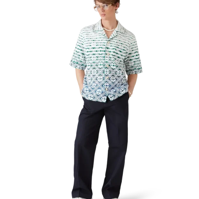 Cămașă cu mâneci scurte din material de prosop cu gradient Monogram Cămașă cu mâneci scurte din material de prosop cu gradient Monogram