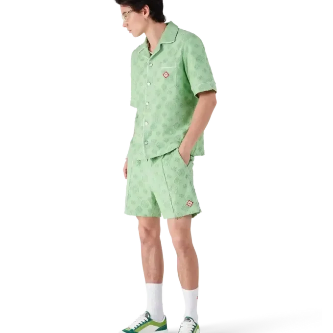 Cămașă cu mâneci scurte din material de prosop cu monogramă Cămașă cu mâneci scurte din material de prosop cu monogramă