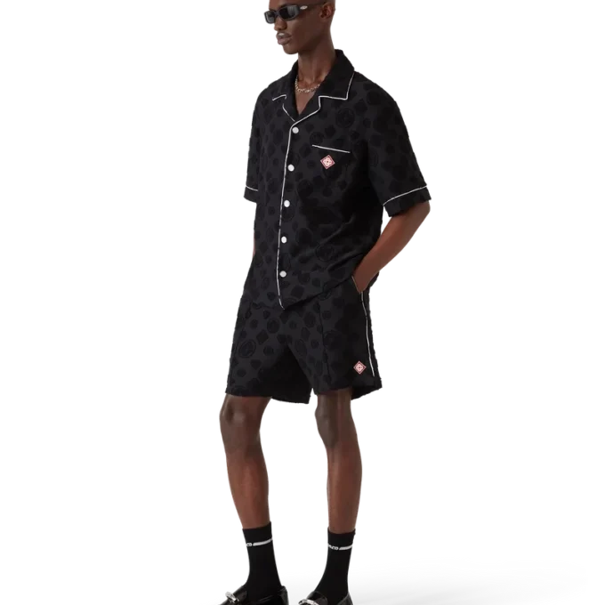 Cămașă cu mâneci scurte din material de prosop cu monogramă