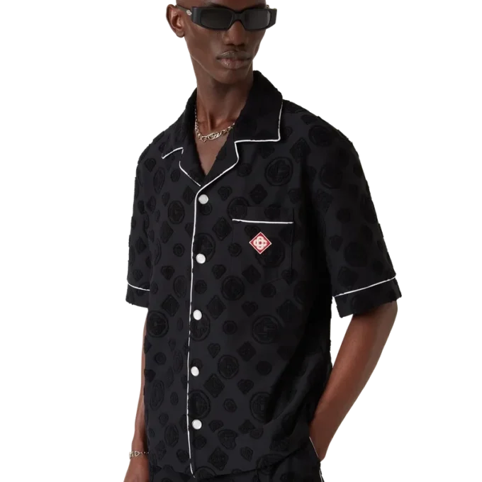 Cămașă cu mâneci scurte din material de prosop cu monogramă