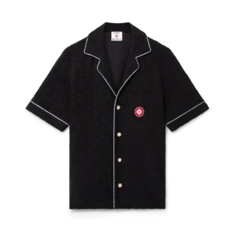 Cămașă cu mâneci scurte din material de prosop cu monogramă Jacquard