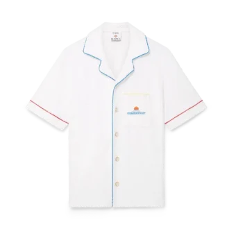 Cămașă cu mâneci scurte din material de prosop cu monogramă Jacquard