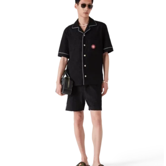 Cămașă cu mâneci scurte din material de prosop cu monogramă Jacquard