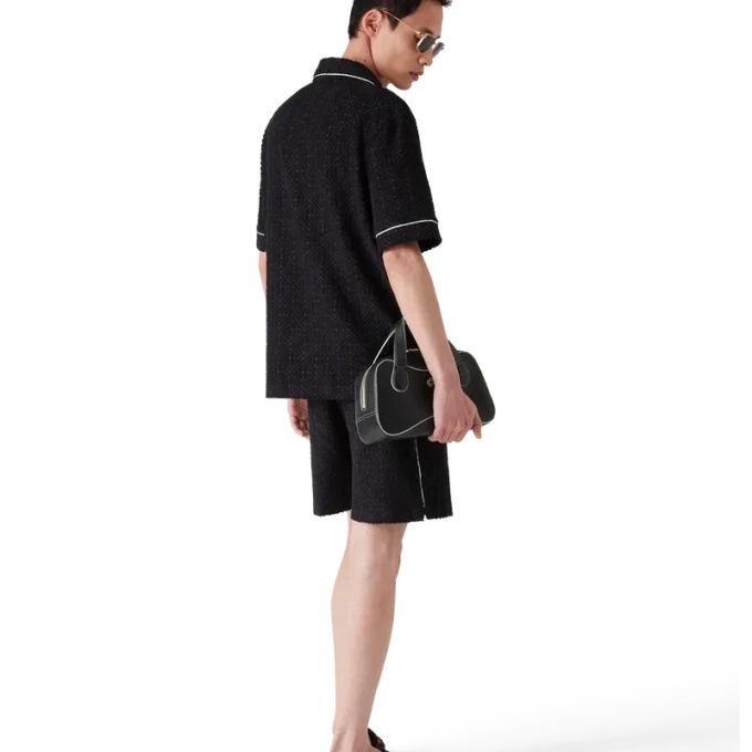 Cămașă cu mâneci scurte din material de prosop cu monogramă Jacquard Cămașă cu mâneci scurte din material de prosop cu monogramă Jacquard